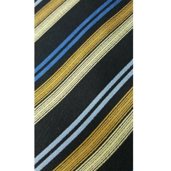 Giorgio Brutini Blue Gold striped 100% Silk tie 4" Wide necktie - Picture 4 of 6